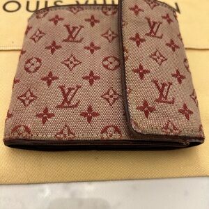 Louis Vuitton Pink and Red Wallet with Monogram Design